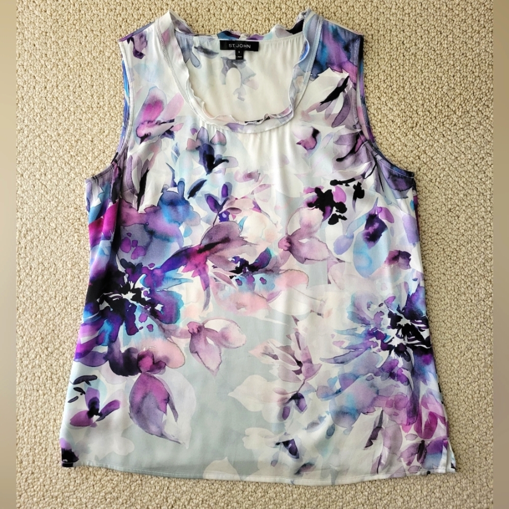 St. John Floral Sleevless Blouse
